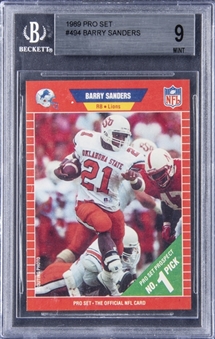 1989 Pro Set #494 Barry Sanders Rookie Card - BGS MINT 9